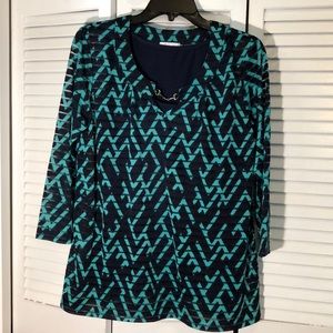 Kim Rogers 2 piece green/blue top size Medium